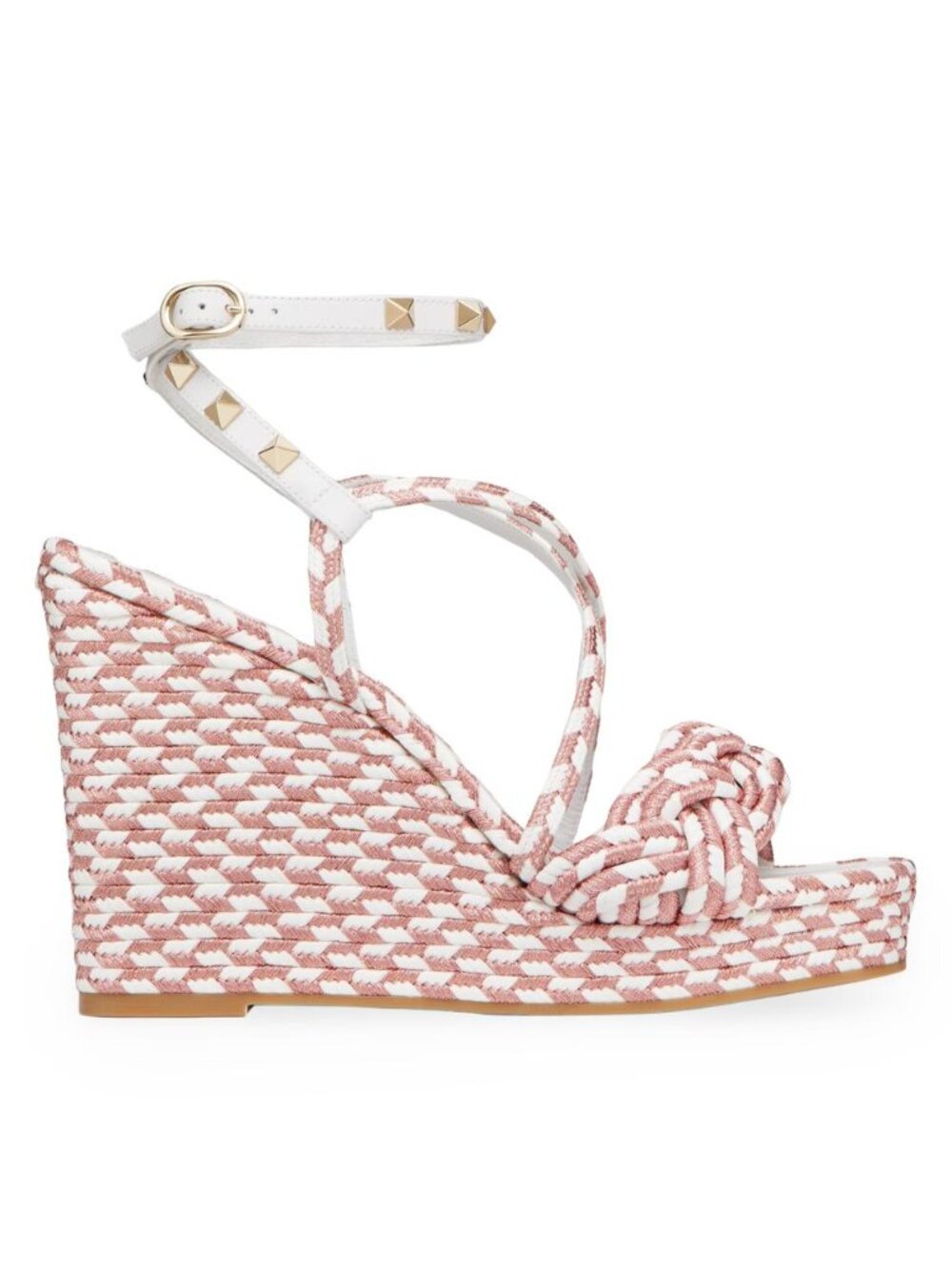 VALENTINO GARAVANI Women's Rockstud Silk Torchon Wedge Sandals